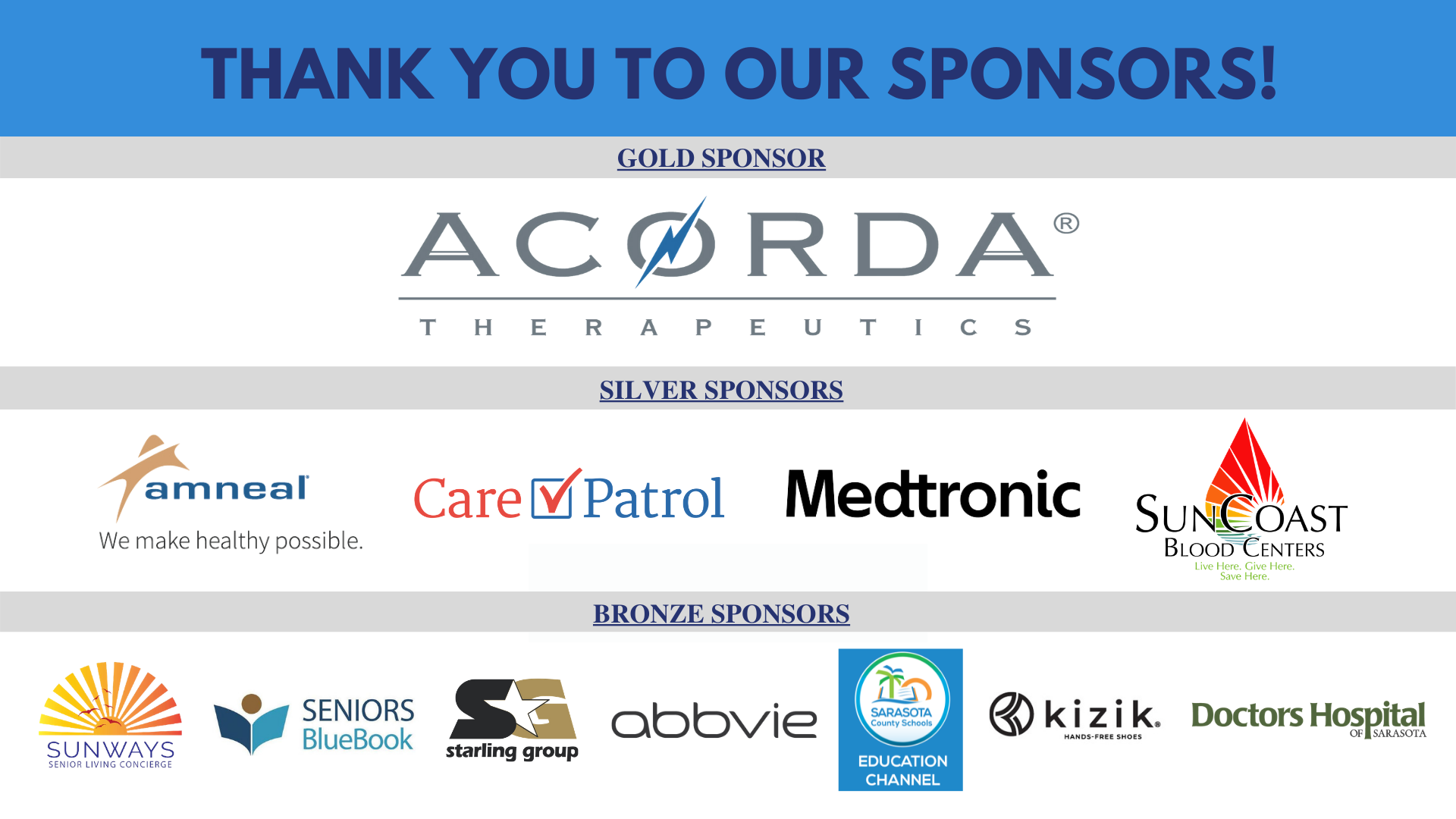 Thank you to our Sponsors